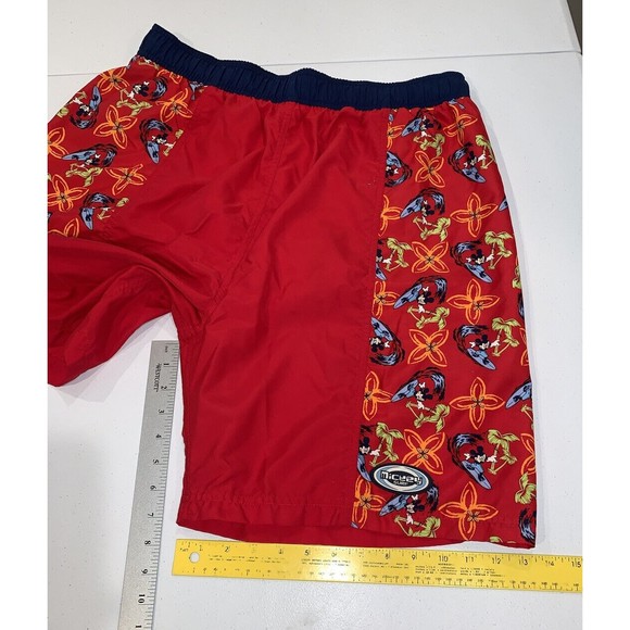 Disney‎ Mickey Mouse Mens Red Swim Surf Board Trunks Elastic Shorts Size Large L - Picture 6 of 7